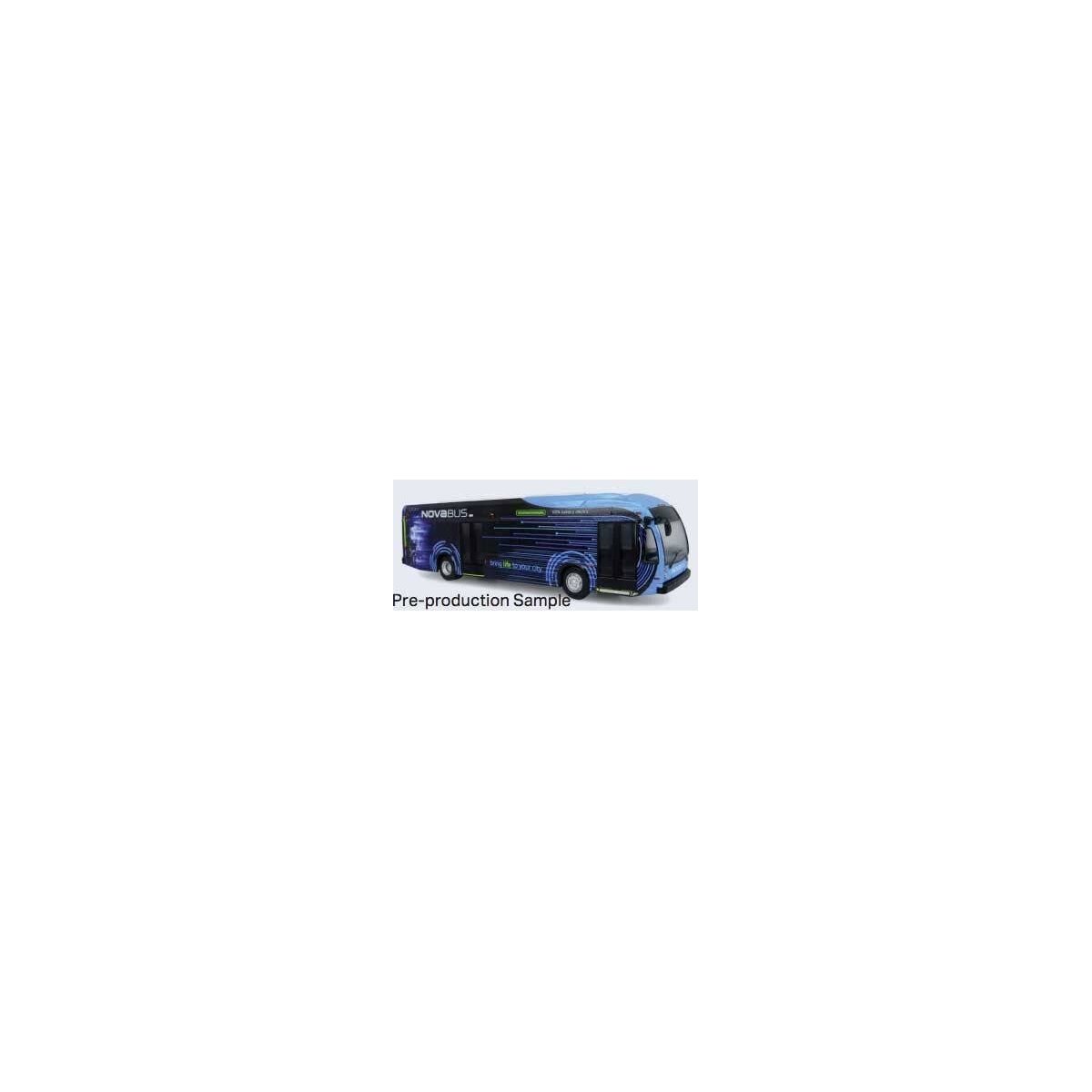 Nova Bus LFSe Electric Transit Bus - Assembled -- Nova Bus (Demonstrator blue, black, green), HO, Iconic Replicas 870501