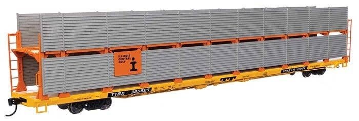 89′ Flatcar w/Bi-Level Shielded Auto Rack - Ready to Run -- Illinois Central Gulf Rack / Trailer, HO, WalthersMainline 8115