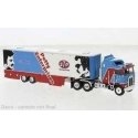 Kenworth K100 Aerodyne Sleeper-Cab Semi Tractor w/Racing Trailer - Assembled -- Richard Petty Enterprises (blue, red, white, bla