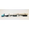 Peterbilt Super-B Tractor w/Log Trailer & Load - Assembled -- Light Blue, Black, HO, Herpa Models 6613
