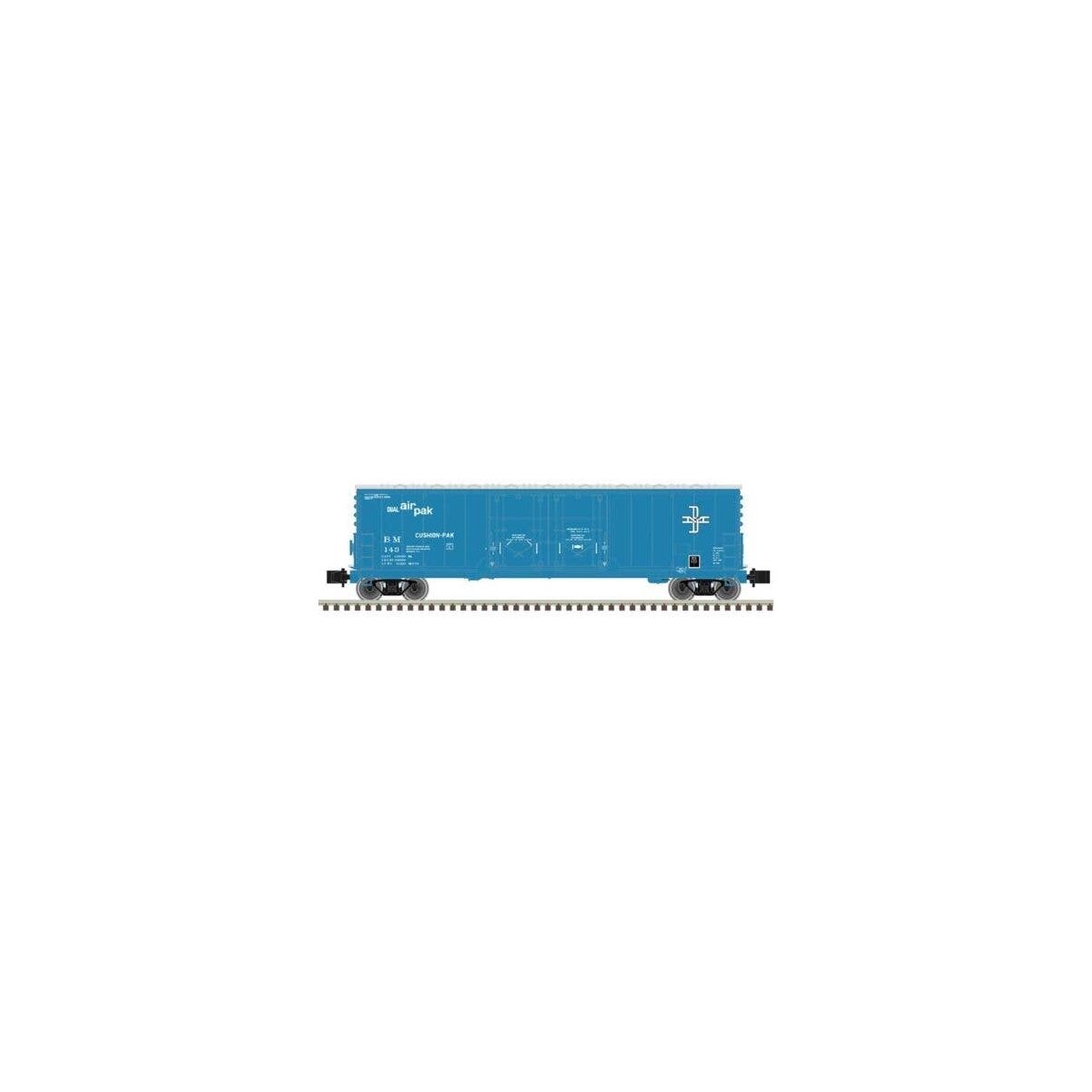 Evans 53′ Double Plug-Door Boxcar - Master(R) -- Boston & Maine 143 (blue, McGinnis L, Z, Atlas Model Railroad Co. 75000018