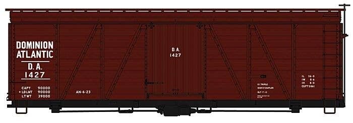 Fowler 36′ Wood Boxcar - Kit -- Dominion Atlantic 1427 (Boxcar Red), HO, Accurail Inc 1188