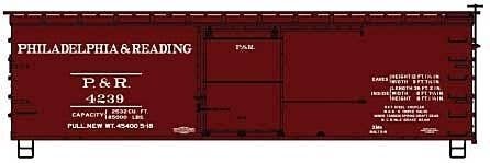 36′ Double-Sheathed Wood Boxcar w/Steel Roof, Ends, Fishbelly Frame - Kit -- Philadelphia & Reading , HO, Accurail Inc 1315