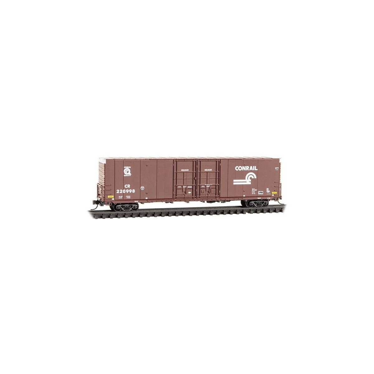 60′ Excess-Height Double-Plug-Door Boxcar - Ready-to-Run -- Conrail 220998 (Boxcar Red, whit, N, Micro Trains Line 10200320