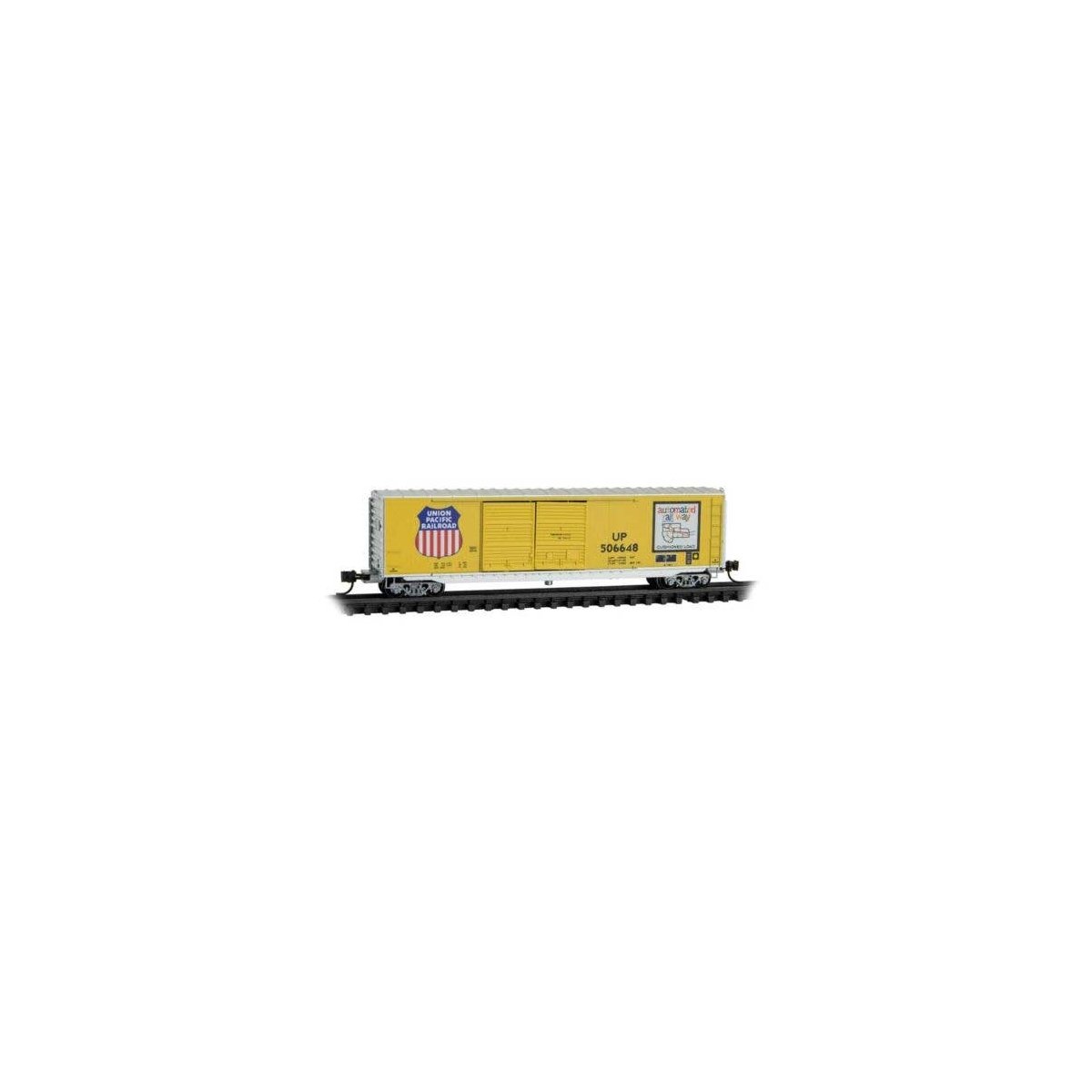 50′ Double-Door Boxcar No Roofwalk - Ready to Run -- Union Pacific 506648 (Armour Yellow, sil, N, Micro Trains Line 3700170