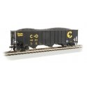 Bethlehem Steel 3-Bay 100-Ton Open Hopper - Ready to Run - Silver Series(R) -- Chessie C&O 1, HO, Bachmann Industries 18744