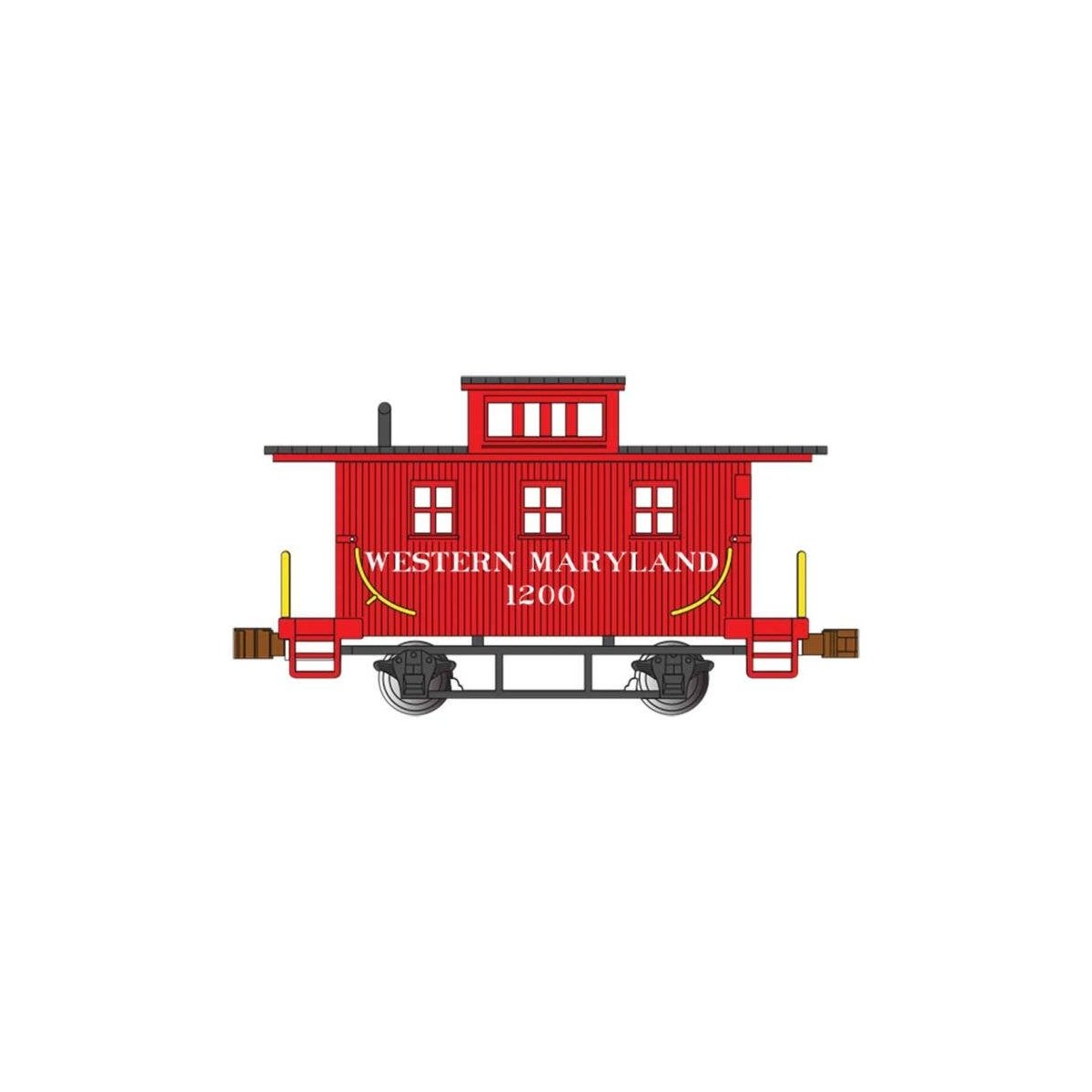 Old-Time Wood Bobber Caboose - Ready to Run -- Western Maryland 1200 (red, black), N, Bachmann Industries 15755