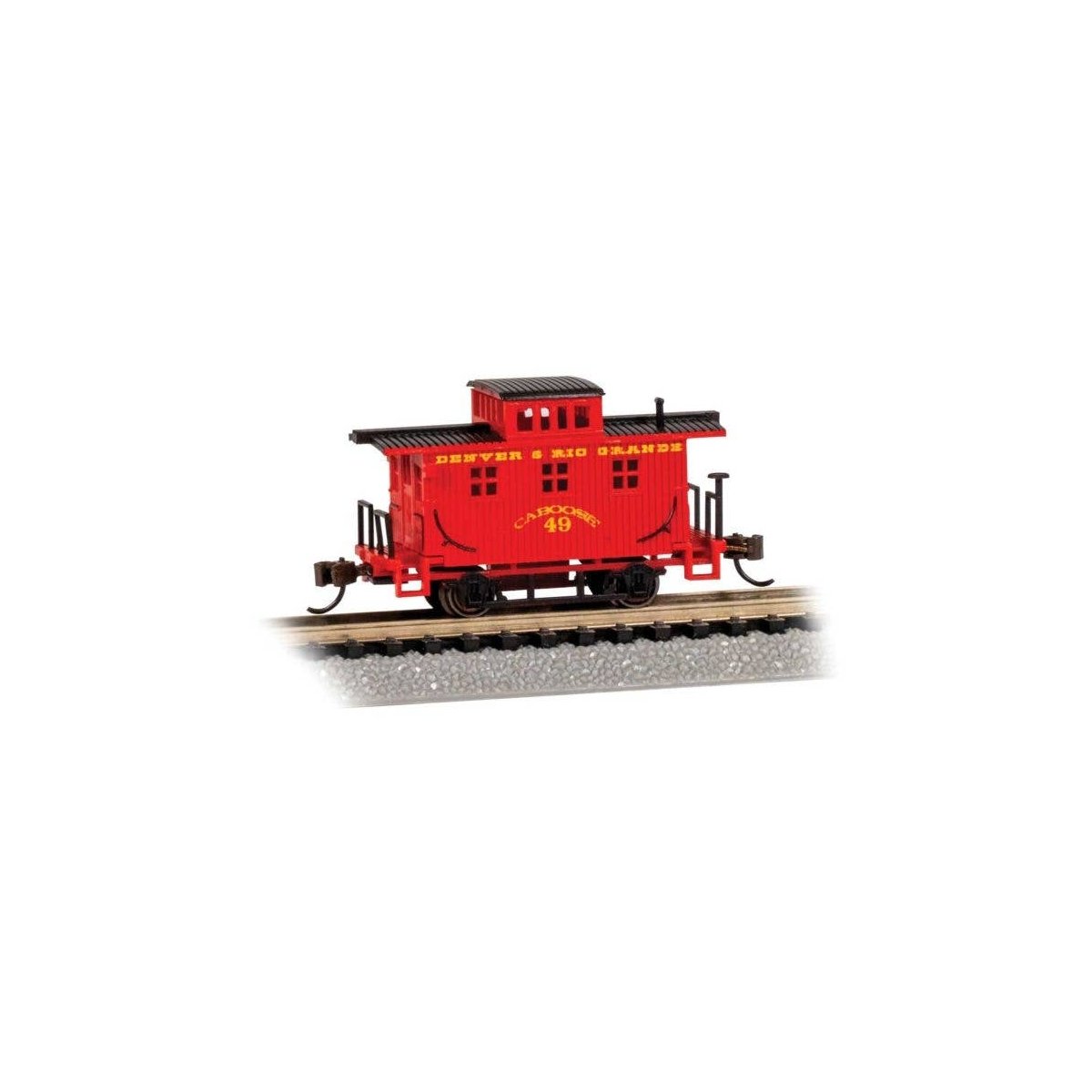 Old-Time Wood Bobber Caboose - Ready to Run -- Denver & Rio Grande 49, N, Bachmann Industries 15759
