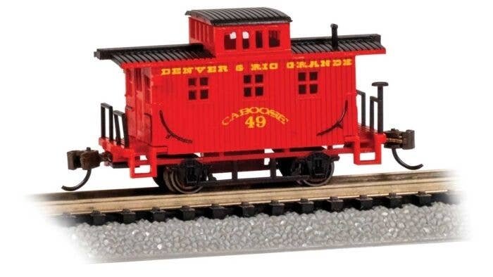 Old-Time Wood Bobber Caboose - Ready to Run -- Denver & Rio Grande 49, N, Bachmann Industries 15759
