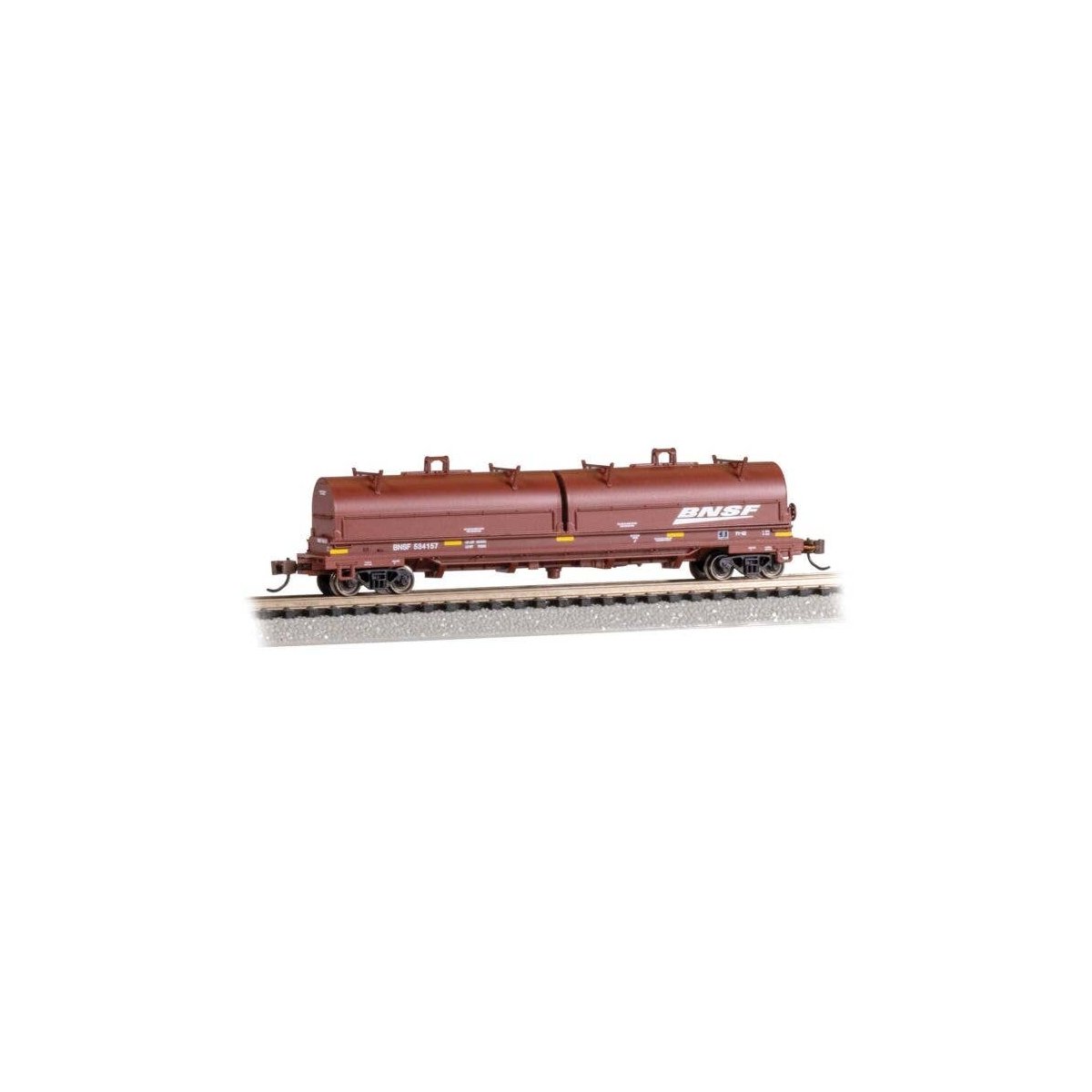 55′ Coil Car with Round Hoods and Load - Ready to Run -- BNSF Railway 534157 (Boxcar Red, whi, N, Bachmann Industries 71451