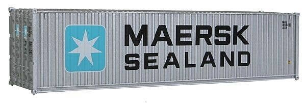 40′ Hi Cube Corrugated Side Container - Assembled -- Maersk-Sealand (silver, blue, white), HO, Walthers SceneMaster 8255