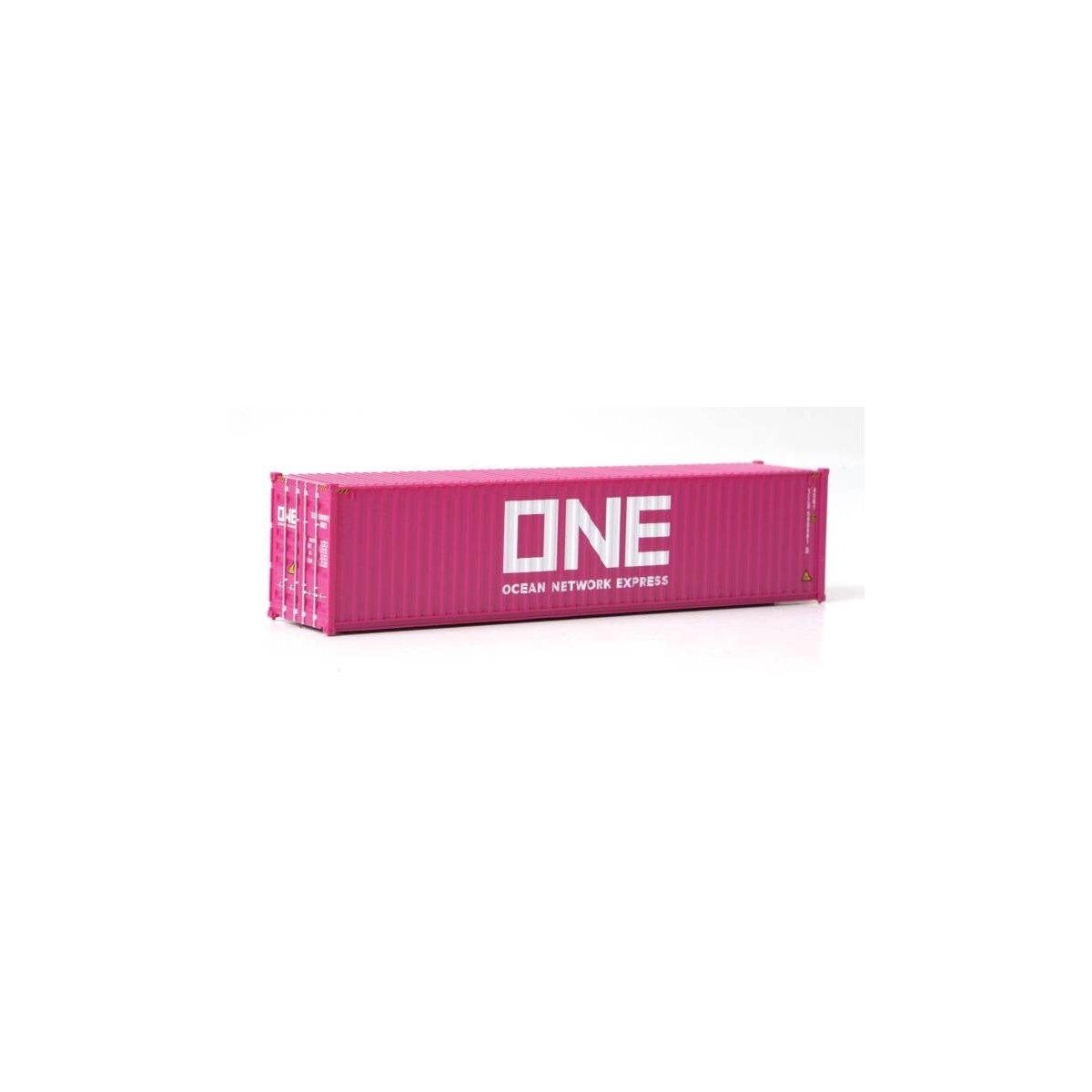 40′ Hi-Cube Corrugated-Side Container - Assembled -- Ocean Network Express - ONE (magenta, w, HO, Walthers SceneMaster 8275