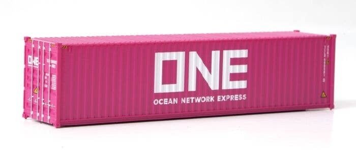 40′ Hi-Cube Corrugated-Side Container - Assembled -- Ocean Network Express - ONE (magenta, w, HO, Walthers SceneMaster 8275