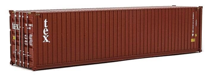 40′ Hi-Cube Corrugated-Side Container - Assembled -- TEX (brown, white), HO, Walthers SceneMaster 8266