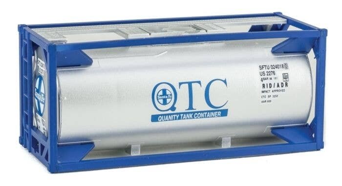 20′ Tank Container - Kit -- Santa Fe (white, blue), HO, Walthers SceneMaster 8107