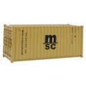 20′ Corrugated Container - Assembled -- Mediterranean Shipping Co. (MSC) (yellow), HO, Walthers SceneMaster 8057