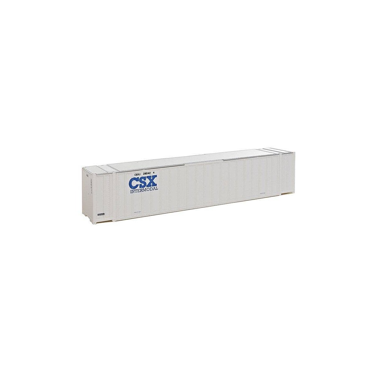 48′ Ribbed Side Container - Assembled -- CSX Intermodal (white, blue), HO, Walthers SceneMaster 8464