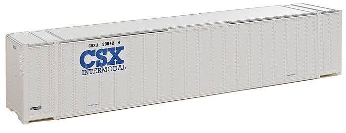 48′ Ribbed Side Container - Assembled -- CSX Intermodal (white, blue), HO, Walthers SceneMaster 8464