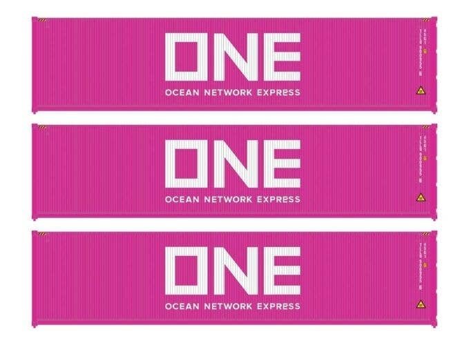 40′ Fully Corrugated Container - 3-Pack -- Ocean Network Express, HO, Walthers SceneMaster 18254