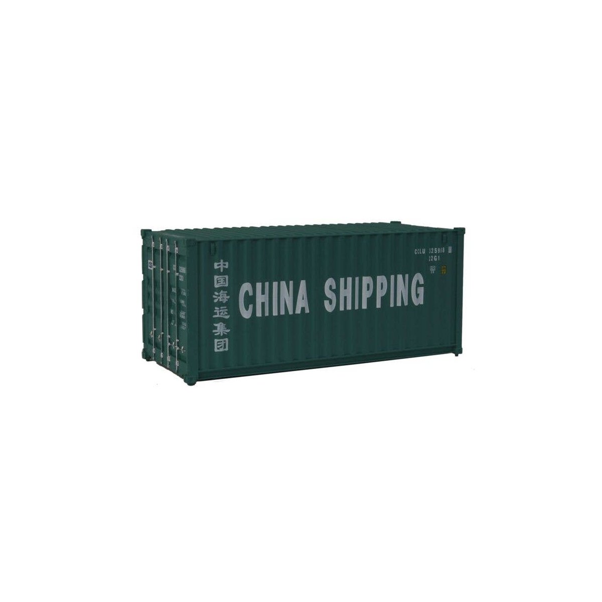 20′ Corrugated Container - Assembled -- China Shipping (green, white Billboard Lettering), HO, Walthers SceneMaster 8056