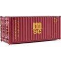 20′ Corrugated Container - Assembled -- Mediterranean Shipping Co. (MSC) (red), HO, Walthers SceneMaster 8059