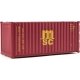 20′ Corrugated Container - Assembled -- Mediterranean Shipping Co. (MSC) (red), HO, Walthers SceneMaster 8059
