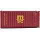 20′ Corrugated Container - Assembled -- Mediterranean Shipping Co. (MSC) (red), HO, Walthers SceneMaster 8059