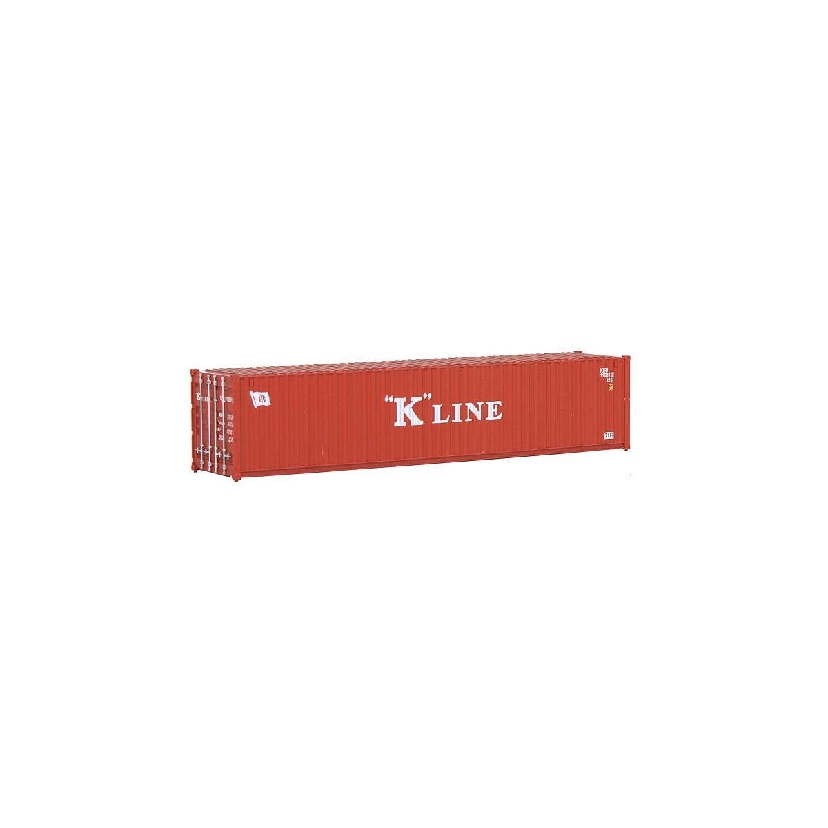 40′ Corrugated Container - Assembled -- K-Line (red, white), HO, Walthers SceneMaster 8153
