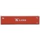 40′ Corrugated Container - Assembled -- K-Line (red, white), HO, Walthers SceneMaster 8153
