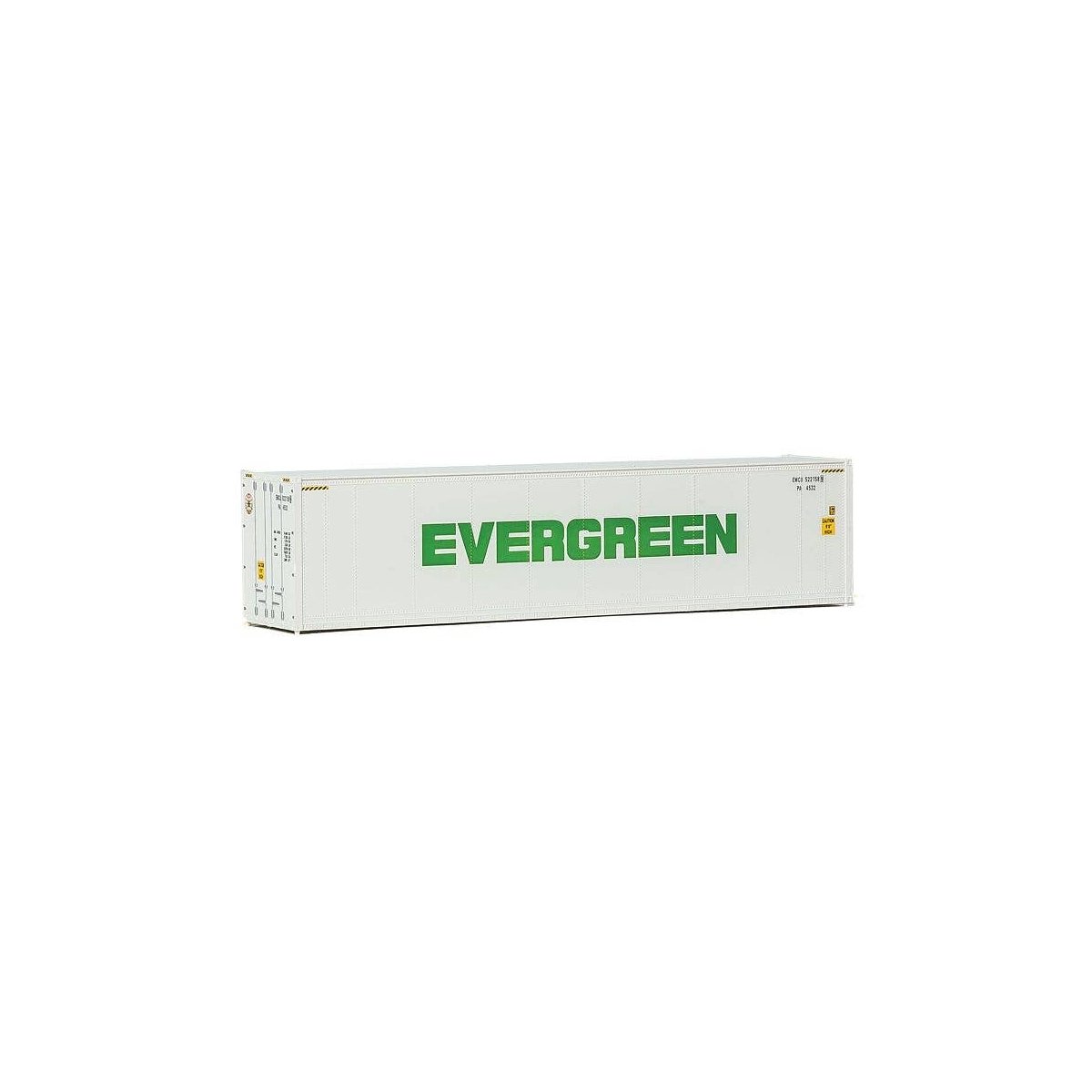 40′ Hi-Cube Smooth-Side Reefer Container - Assembled -- Evergreen (white, green), HO, Walthers SceneMaster 8360