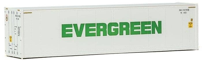 40′ Hi-Cube Smooth-Side Reefer Container - Assembled -- Evergreen (white, green), HO, Walthers SceneMaster 8360