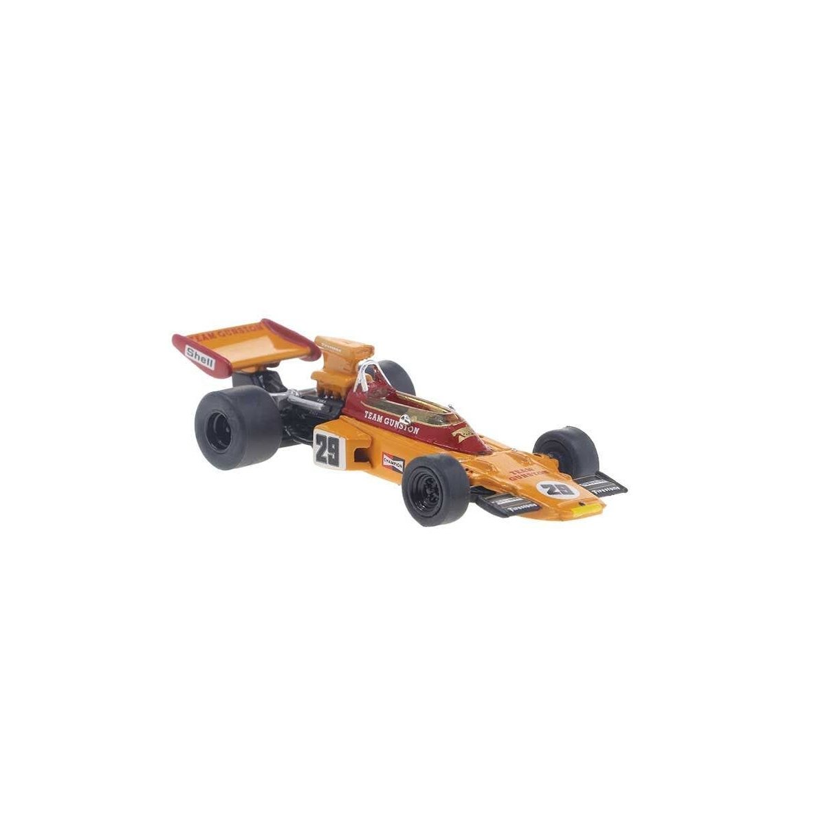 1970s Lotus 72D - Assembled -- Gunston von Ian Scheckter, GP Sudafrika ′74 (orange, red, German Lettering), HO, Brekina Automo