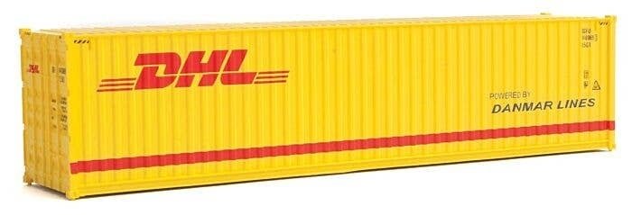 40′ Hi-Cube Corrugated-Side Container - Assembled -- DHL (yellow, red), HO, Walthers SceneMaster 8267