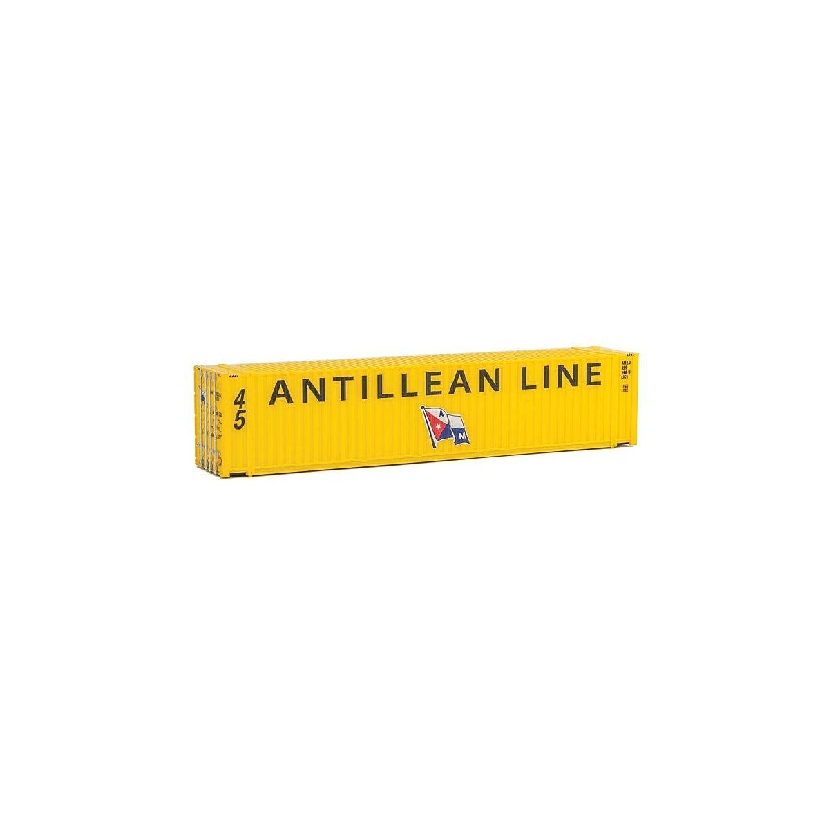 45′ CIMC Container - Assembled -- Antillean Line (yellow, black, blue, red), HO, Walthers SceneMaster 8551