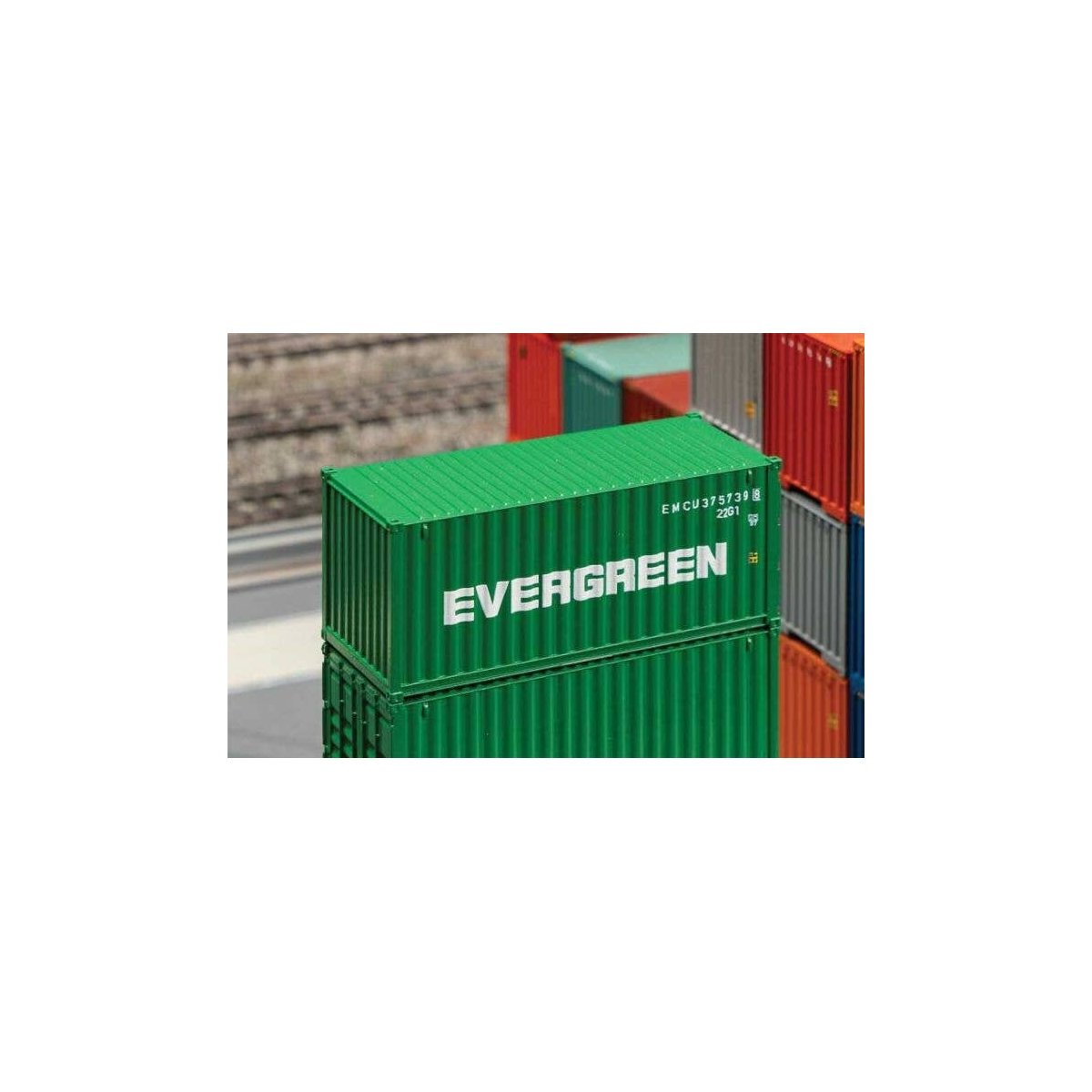 20′ Corrugated Container - Assembled -- Evergreen (green, white), HO, Faller Gmbh 182004
