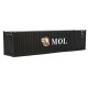 40′ Hi-Cube Corrugated-Side Container - Assembled -- Mitsui OSK Lines (black, white, red All, HO, Walthers SceneMaster 8264