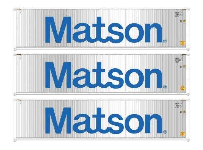 40′ Fully Corrugated Container - 3-Pack -- Matson, HO, Walthers SceneMaster 18253