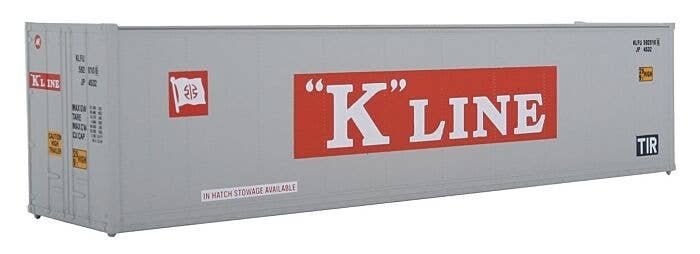 40′ Hi Cube Smooth Side Reefer Container - Assembled -- K-Line (grey, red, white), HO, Walthers SceneMaster 8351