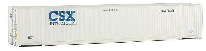 53′ Singamas Corrugated-Side Container - Assembled -- CSX Transportation (white, blue), HO, Walthers SceneMaster 8520