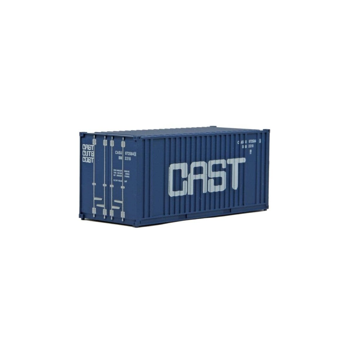 20′ Corrugated Container with Flat Panel - Assembled -- CAST (blue, white), HO, Walthers SceneMaster 8009