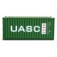20′ Corrugated Container - Assembled -- UASC (green, white, red), HO, Walthers SceneMaster 8076