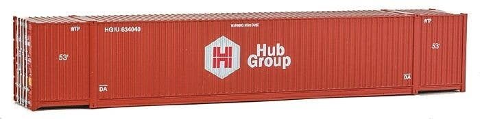 53′ Singamas Corrugated-Side Container - Assembled -- Hub Group (red, white), HO, Walthers SceneMaster 8521