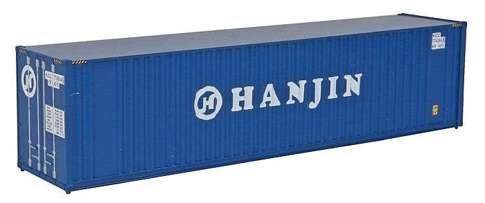 40′ Hi Cube Corrugated Container w/Flat Roof - Assembled -- Hanjin, HO, Walthers SceneMaster 8208