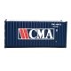 20′ Corrugated Container - Assembled -- CMA (blue, white, red), HO, Walthers SceneMaster 8062