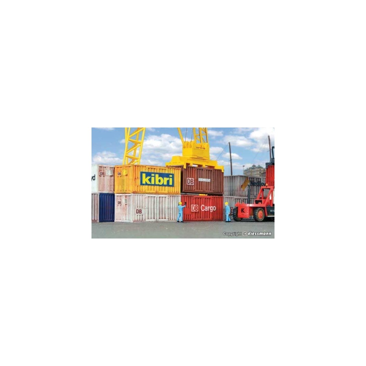 Intermodal Equipment -- 20′ Container Set (mixed colors/schemes) pkg(6), HO, Kibri 10924