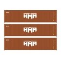 40′ Fully Corrugated Container - 3-Pack -- HMM, HO, Walthers SceneMaster 18256