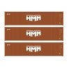 40′ Fully Corrugated Container - 3-Pack -- HMM, HO, Walthers SceneMaster 18256