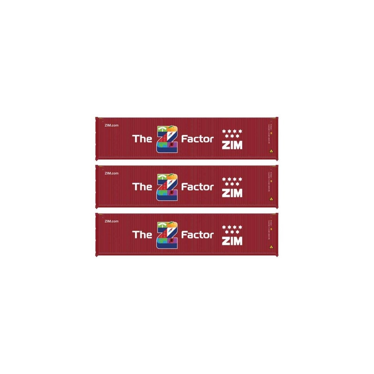 40′ Fully Corrugated Container - 3-Pack -- ZIM (The Z Factor), HO, Walthers SceneMaster 18257