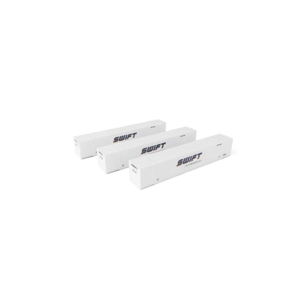 53′ Singamas Corrugated Side Container - 3-Pack -- Swift, HO, Walthers SceneMaster 18505