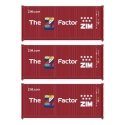 20′ Fully Corrugated Container - 3-Pack -- ZIM (The Z Factor), HO, Walthers SceneMaster 18057